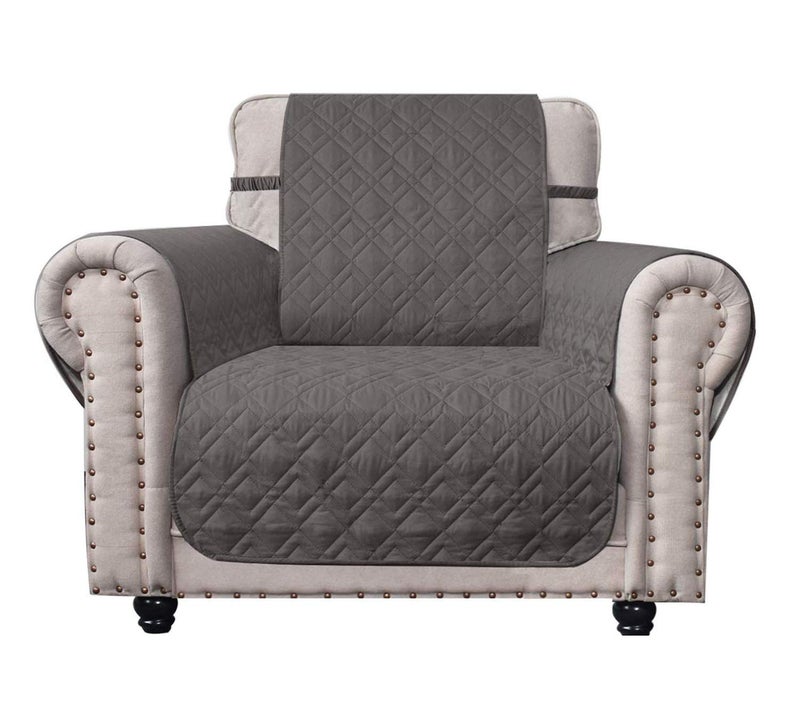 Ameritex Waterproof Nonslip Chair Cover for Leather, Dog Chair Cover Furniture Protector, Ideal Chair Slipcovers for Pets and Kids, Stay in Place (23", Dark Grey) - Image 1